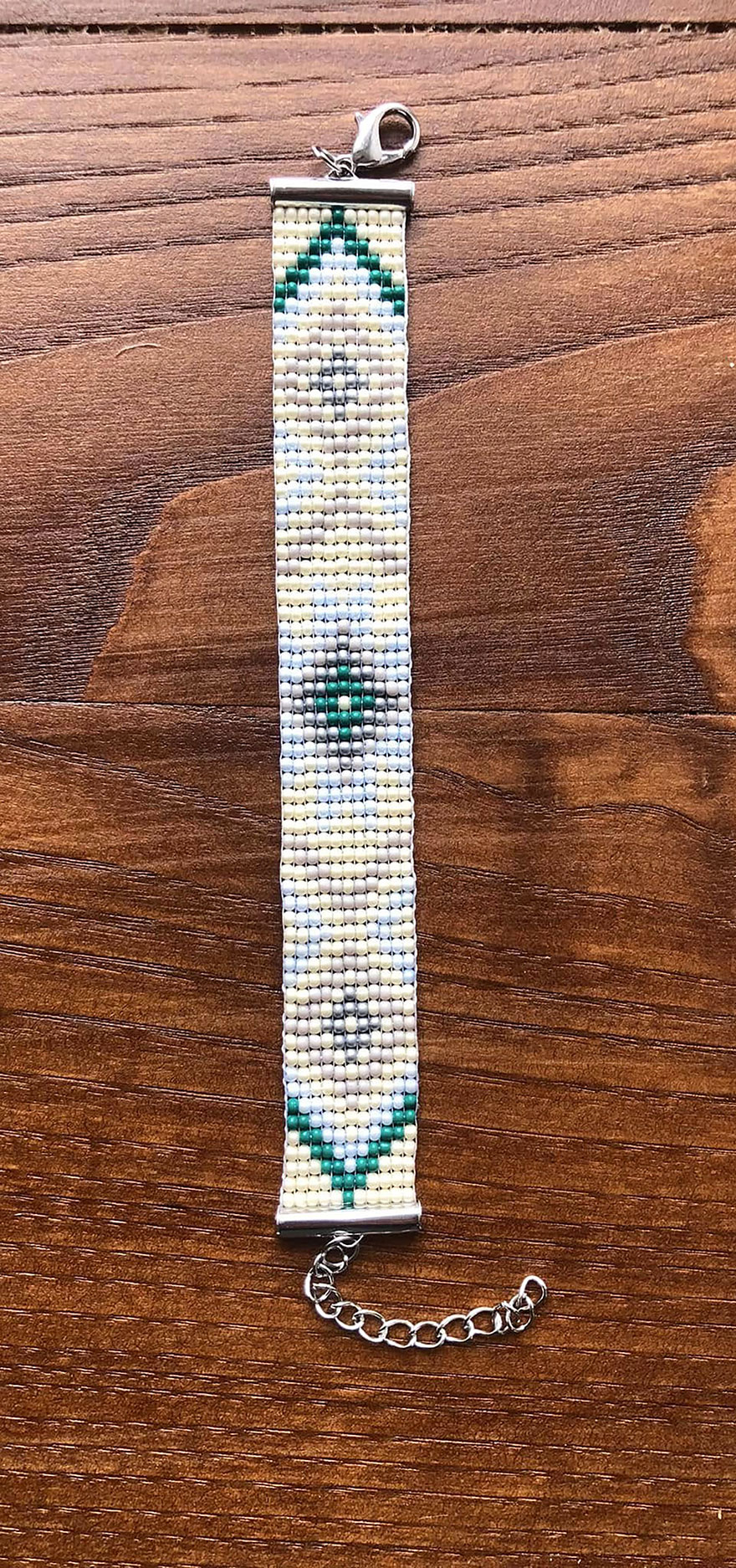 Bracelet en perles Miyuki Vert, gris, jaune (bracelet 5)