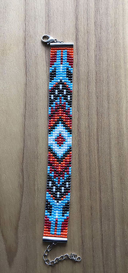 Bracelet en perles Miyuki Rouge, blanc, bleu (bracelet 7)
