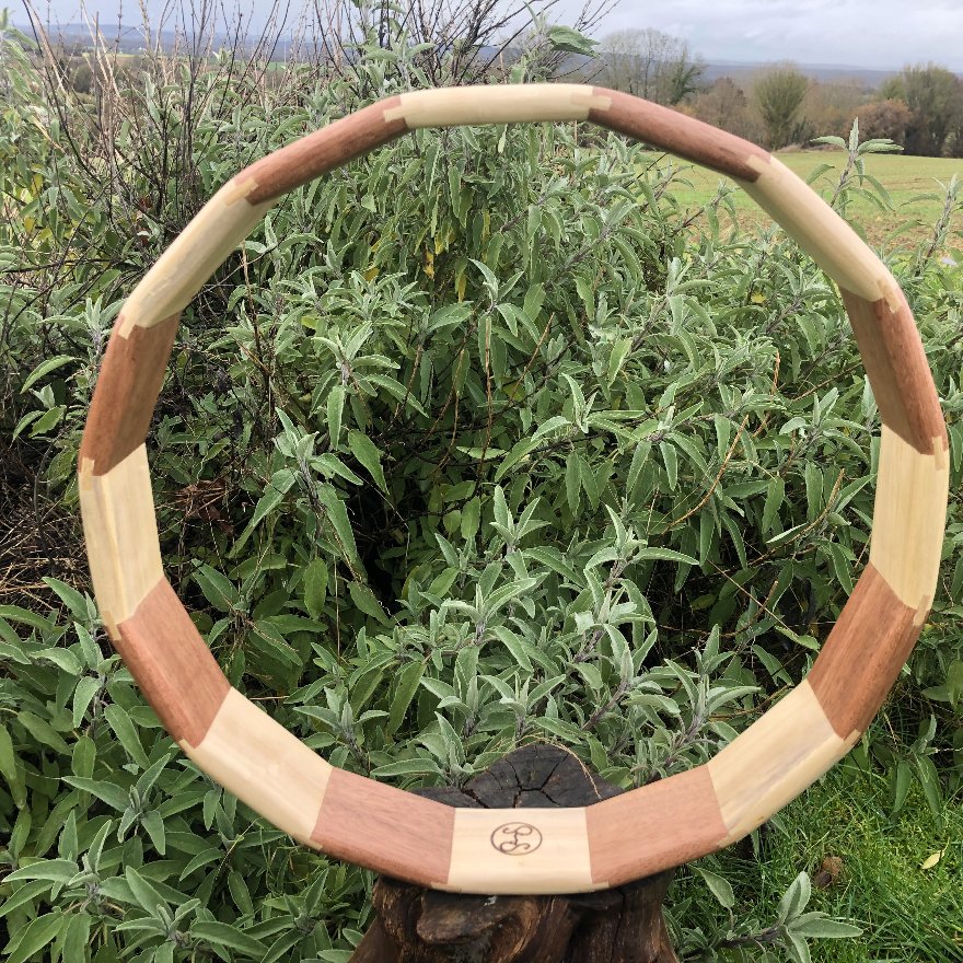 Cadre de tambour chamanique en peuplier, sipo (bois exotique) et chêne (cadre 4)