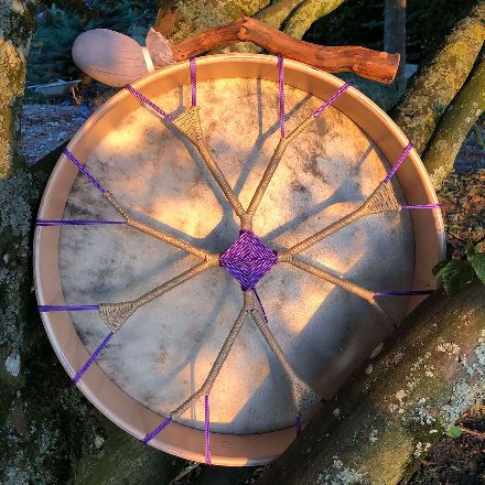 Tambour tissé fuschia et beige (tambour 10)